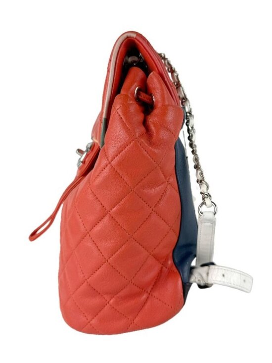 CHANEL Backpack Orange/Navy/White/Black/Silver Lambskin/Metal main image 5